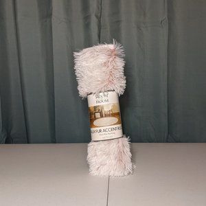 Pink & White Faux Fur Accent Rug